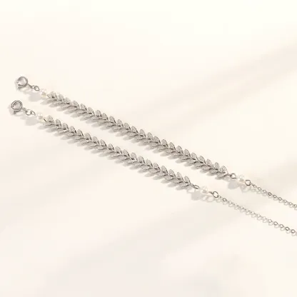 INS4090-6 Pcs Bridesmaid Gifts, Dainty Bracelets, Tiny Zirconia Leaf, Adjustable Bridal Bracelet Jewelry