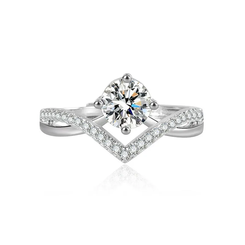 INS1077-SILVER_MINE 2.00Ct Round Cut White CZ Diamond Women's Engagement Wedding Ring in 14K White Gold Plated 925 Sterling Silver