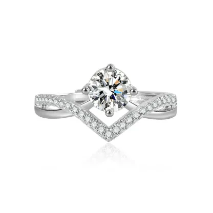 INS1077-SILVER_MINE 2.00Ct Round Cut White CZ Diamond Women's Engagement Wedding Ring in 14K White Gold Plated 925 Sterling Silver