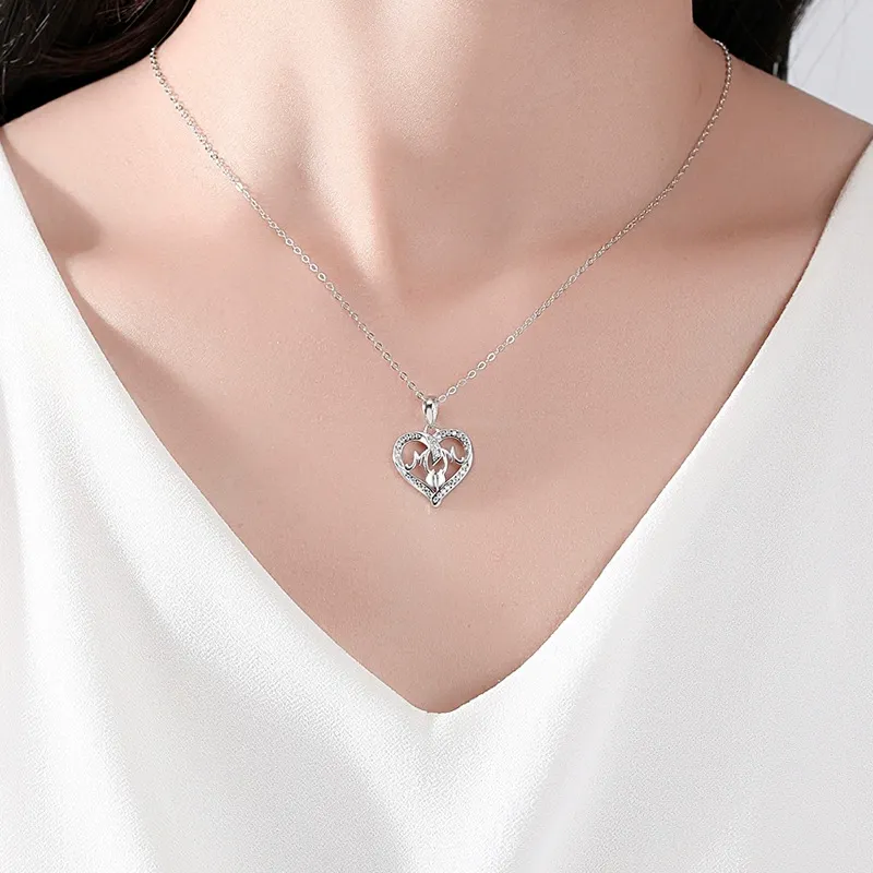 INS3214-VANLAMS Mom Necklace for Women, Love Heart Mother Pendant Necklace I Love You Forever, Necklaces Gifts for Mom Wife Girlfriends Daughter