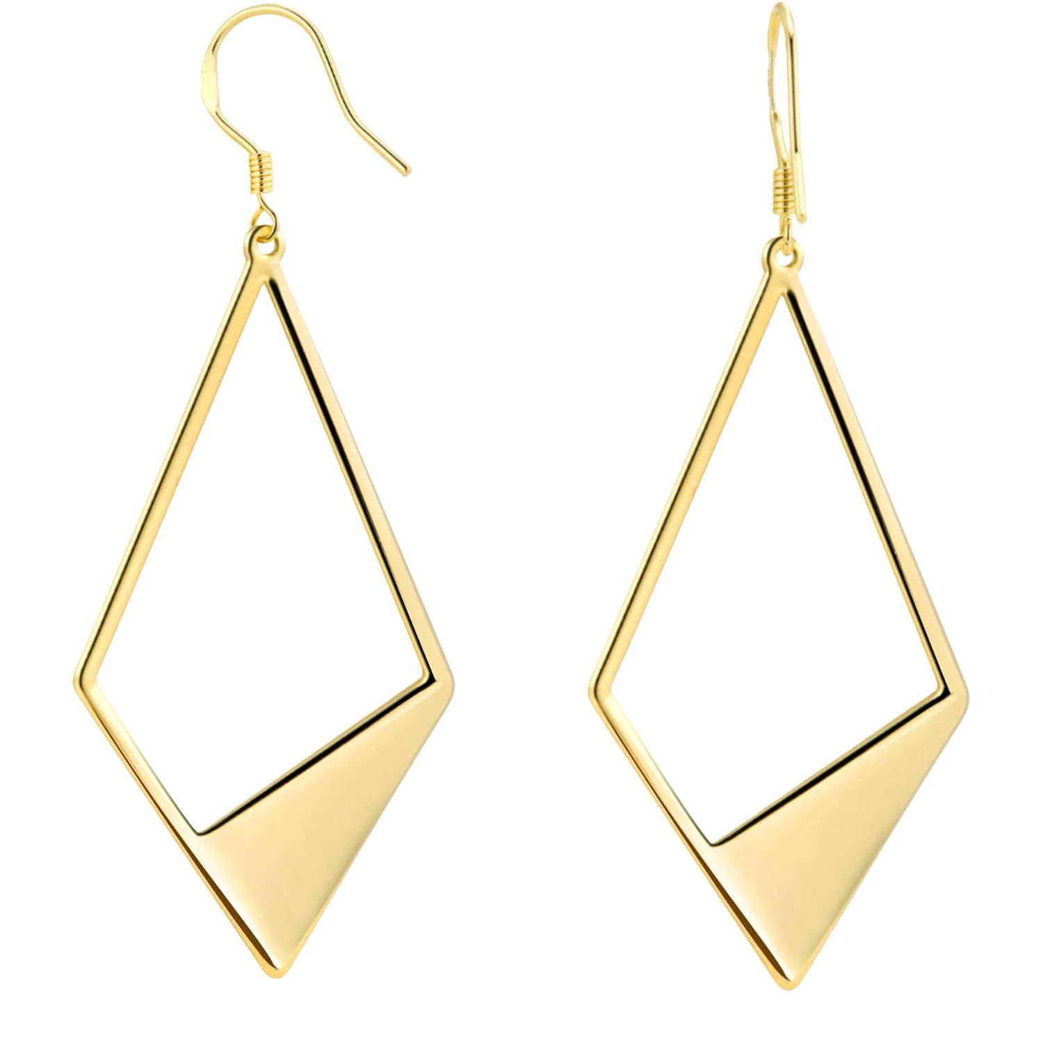 INS2396-Dangle Earrings for women, 2.2in Geometric Rhombus Dangle Drop Hoop Earrings Copper Trendy Rhombus Leverback Hook with Clear Ear Stoppers Statement Elegant Jewelry