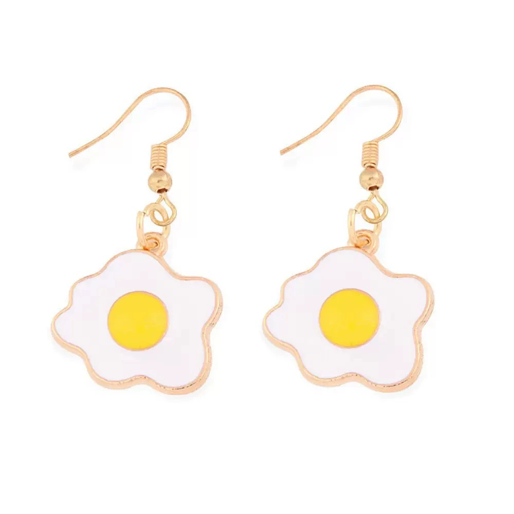 INS2121-Fried Egg Earrings Cute Enamel Fried Egg Earring Poached Egg Dangle Drop Earrings for Women Girls Lover Kitchen Cooking Statement Jewelry Gifts for Jewelry Women's Drop and Dangle Earrings(4x2cm)