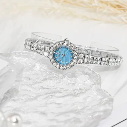 W-2038-Gullor King Girl Royal Rose Gold Bracelet Watch Women Full Crystal Diamonds for Ladies Quartz- Pink Dial