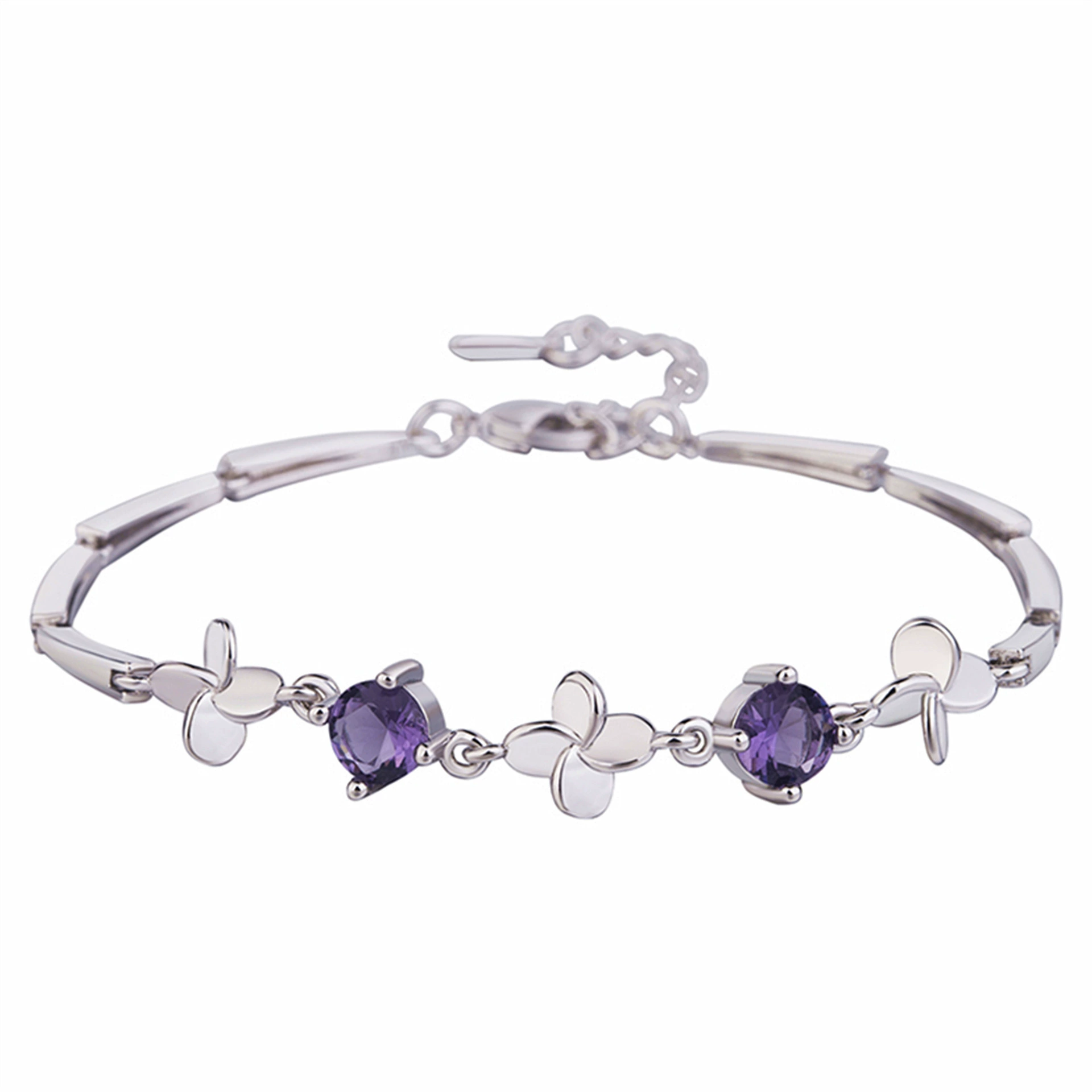 INS4013-Gem Stone King 925 Sterling Silver Gemstone Birthstone and White Topaz Tennis Bracelet For Women 