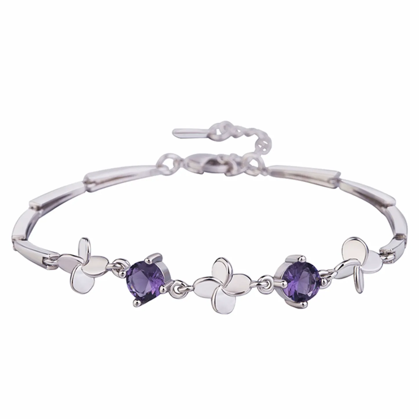 INS4013-Gem Stone King 925 Sterling Silver Gemstone Birthstone and White Topaz Tennis Bracelet For Women 