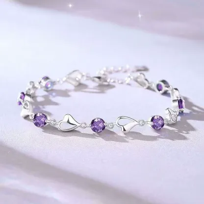 INS4027-"Carleen Birthstone Bracelets for Women 925 Sterling Silver Five Heart Station Created Gemstone Tennis Bracelet Jewelry Anniversary Birthday for Wife, 7""+1.2"" Extender 4.5 4.5 out of 5 stars    517 ratings "