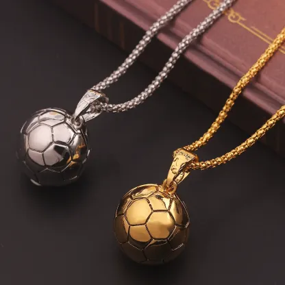 INS3033-AILUOR Fashion Large Basketball Pendant Necklace Stainless Steel Chain Hip Hop Sports Necklace Fitness Jewelry
