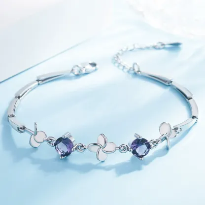 INS4013-Gem Stone King 925 Sterling Silver Gemstone Birthstone and White Topaz Tennis Bracelet For Women 