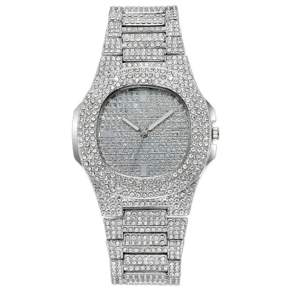 W-1001-KALLORY 1Pack Rhinestone Watch Elegantly Designed Golden Durable Unisex Watches