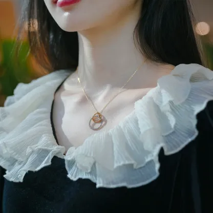 INS1274-wo Tone Double Stack 9K Solid Yellow Gold and White Gold 18 Gauge Hinged Clicker Segment Ring Ear Septum Tragus Helix Piercing Jewellery