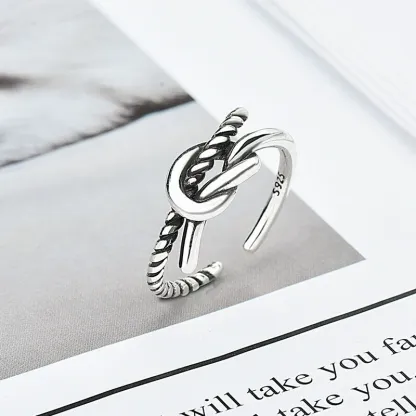 INS1210-Oxidized Infinity Love Knot Rope Loop Ring .925 Sterling Silver Band Sizes 3-12