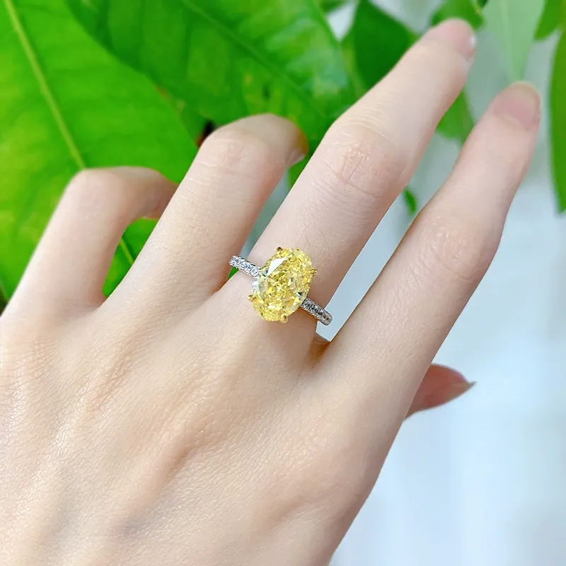 INS1151-3.5CT Yellow/Pink Stone Oval Cut Engagement Ring, S925 Silver Promise Ring for Women