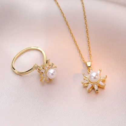 INS1263-Ring 14k Solid Yellow Gold Star Burst Ring with Natural 0.058 carats Sparkling 0.75mm White Diamonds Round Shaped in Prong Setting Ideal Gift for Women Girl