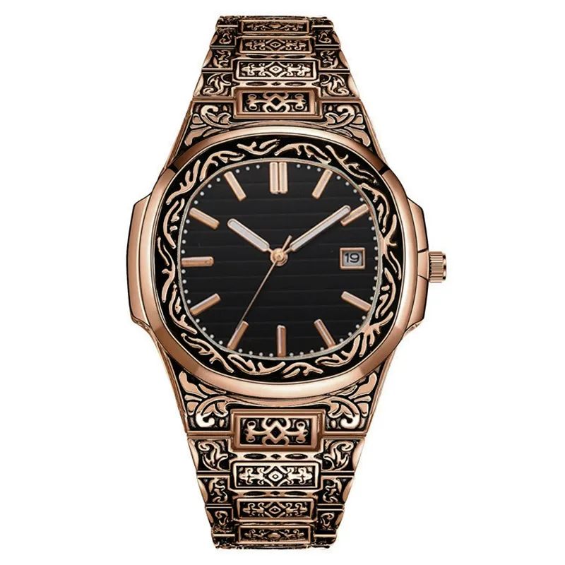 W-1017-" ONOLA Vintage Octagon Watch Mens w/ 42mm Awesome Engraved Watch Dial"-Men