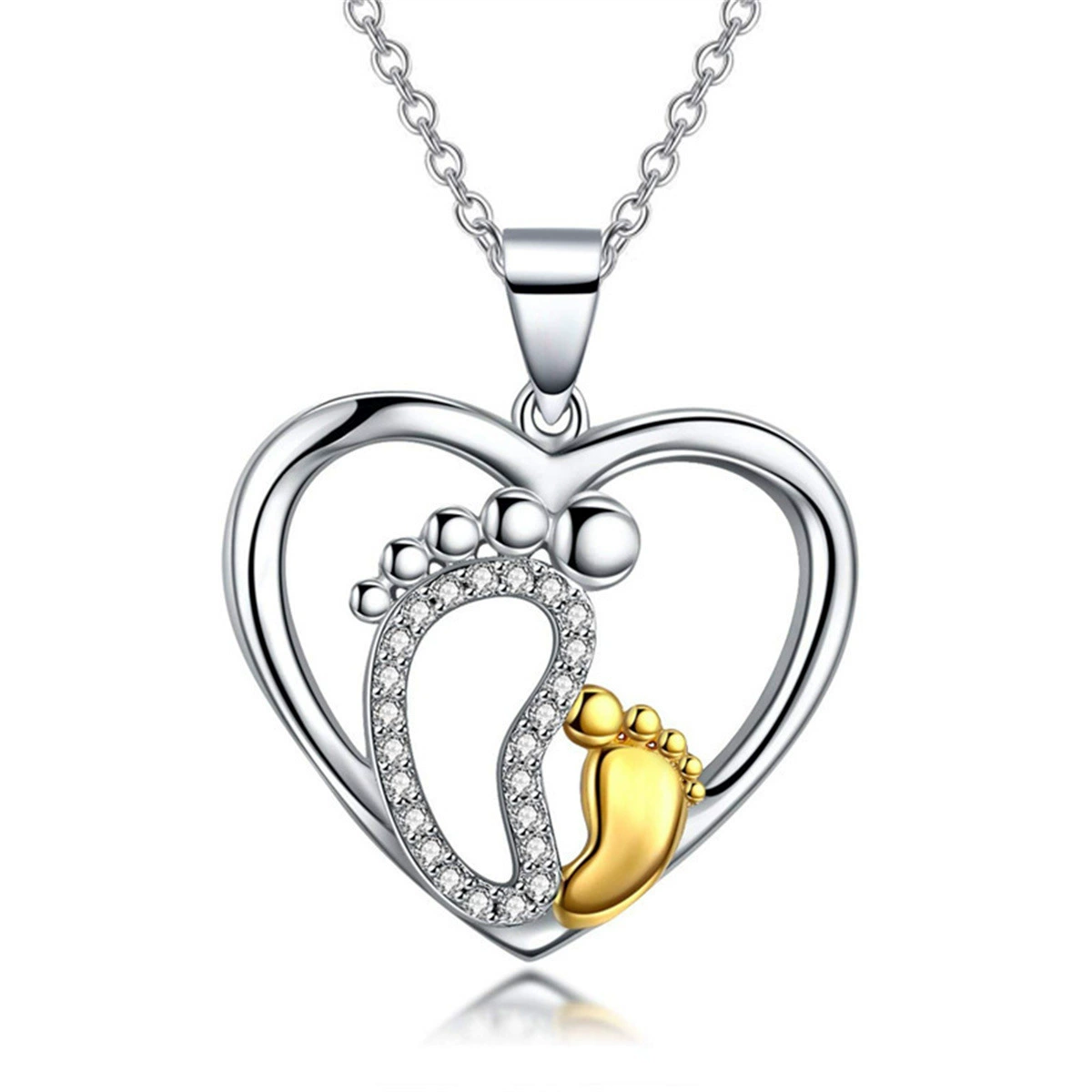 INS3192-WCRAZYE Mama Necklace for Women Dainty Sparkling Rhinestone Crystal Silver Heart Mom Daughter Pendant Necklace Personalized Mother's Day Jewelry Gifts