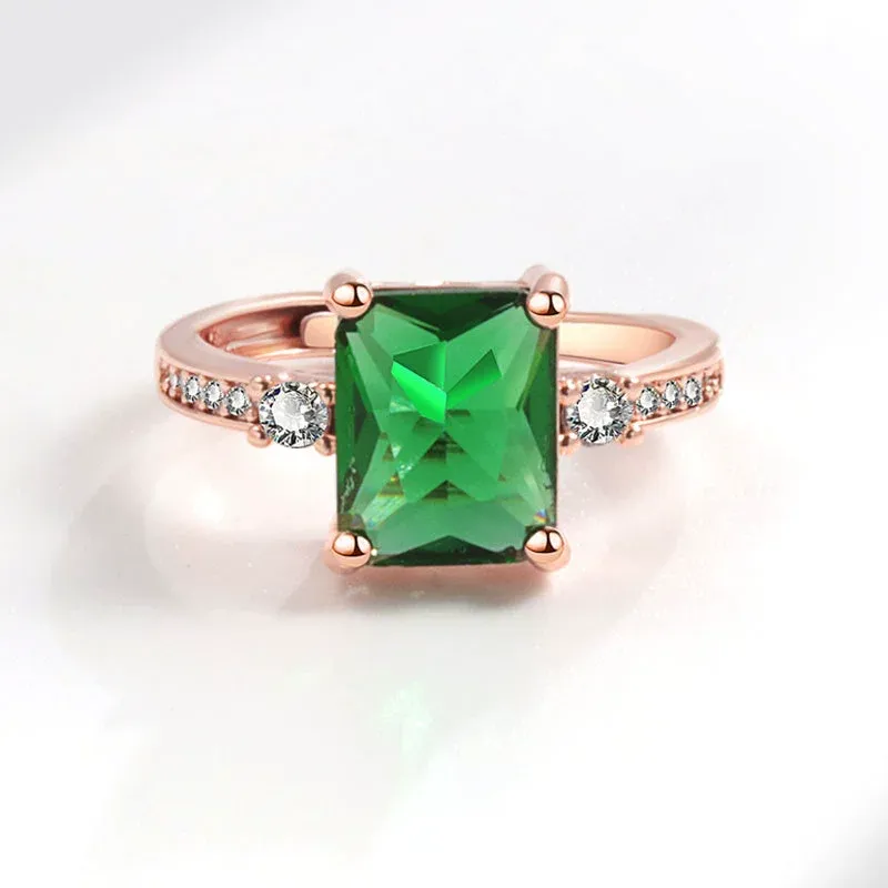 INS1201-3.5ct Simulated Gemstone Ring 925 Sterling Silver 10x8mm Radiant Cut Sapphire|Emerald|Amethyst|Cubic Zirconia Ring Birthstone Rings for Mothers Valentines Thanksgiving Day Size 5-10