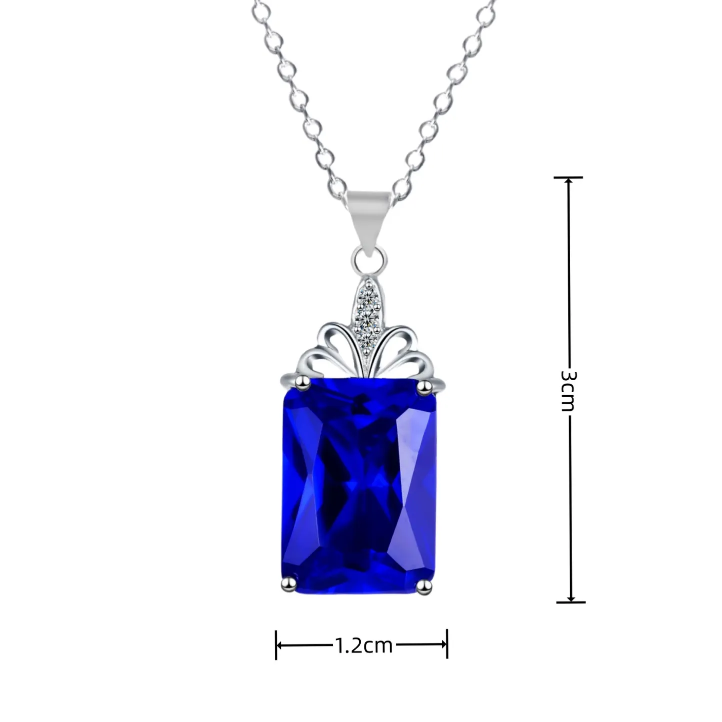 INS3217-Emerald Cut Necklace 925 Sterling Silver Baguette Birthstone Pendant Necklace Jewelry Gifts for Women