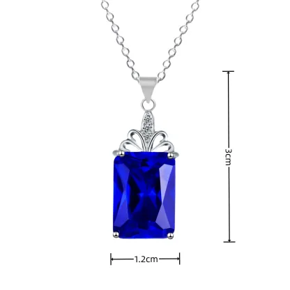 INS3217-Emerald Cut Necklace 925 Sterling Silver Baguette Birthstone Pendant Necklace Jewelry Gifts for Women