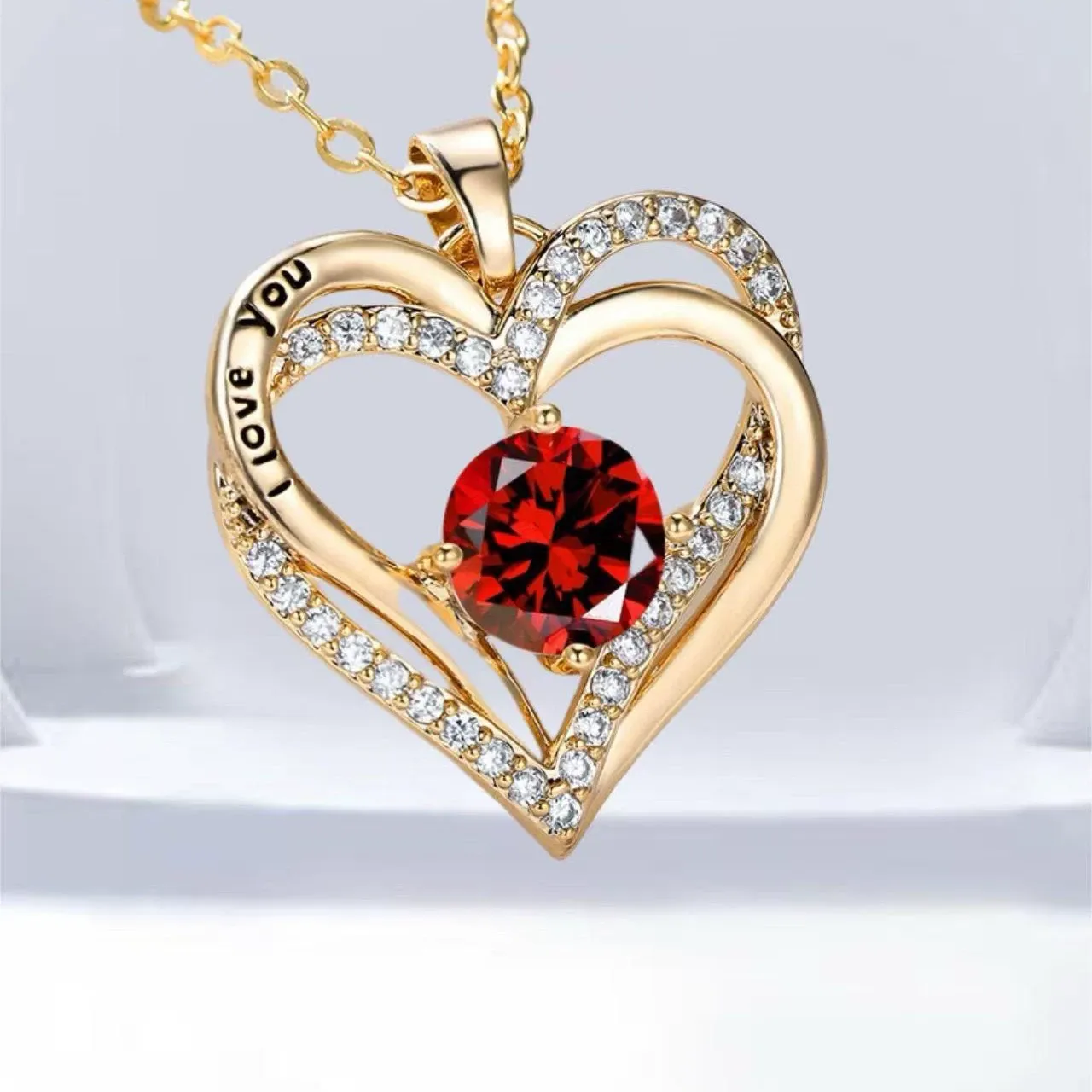 INS3100-CDE Forever Love Heart Necklaces for Women, Wedding Anniversary, Birthday Mothers Day Gifts for Mom, Mother, Wife, Girlfriend, S925 Silver Jewelry with Birthstone Pendant