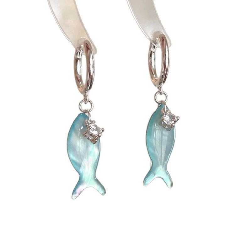 INS2274-Stylish Blue Fish Pendant Earrings Waterproof Ear Accessories Everyday Wear Dangle Earrings Fashion Jewelry for Women