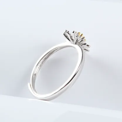INS1254-S925 Sterling Silver Floral Jewelry Flower Edelweiss/Daisy Ring for Women Birthday Gift