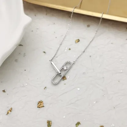 INS3070-0.10 Carat FG/VS Lab Grown Diamond Paperclip Link 18 Inches Necklace Crafted In Gold Plated Silver