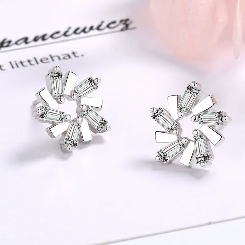 INS2233-Elegant Crystal Shiny Geometric Round Women's Zircon Jewelry Women Earrings