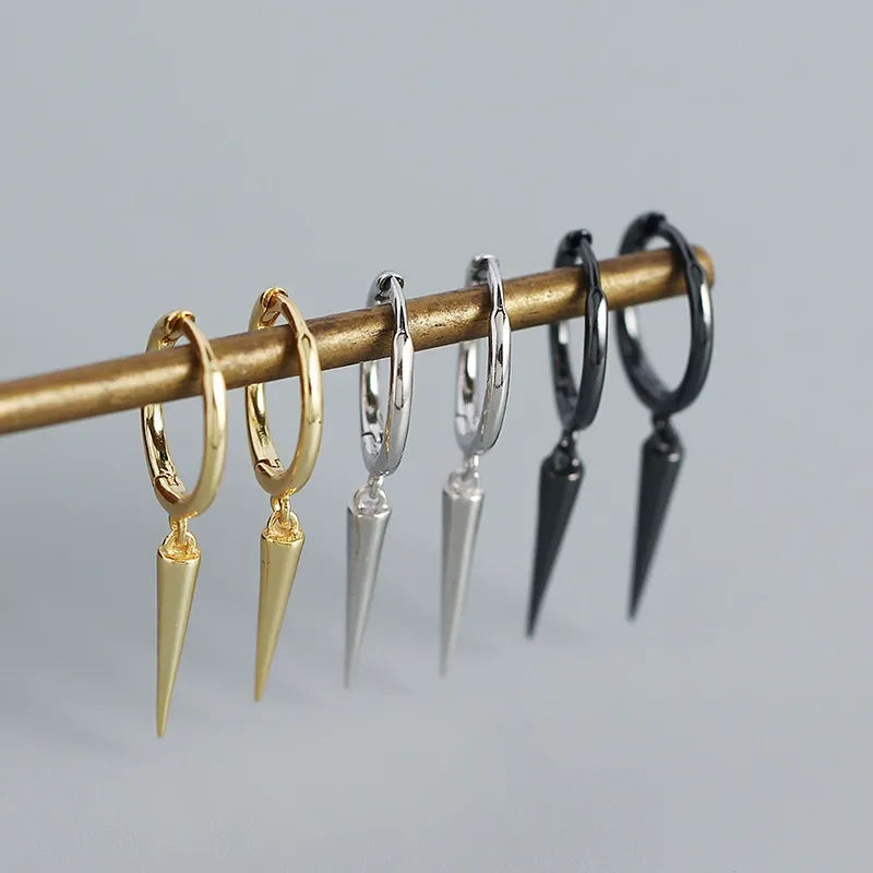 INS2372-Minimalist Spike Dangle Drop Hoop Earrings for Women Girls 925 Sterling Silver Charms Hoops Cuff Cartilage Stud Tragus Helix Wrap Geometric Hypoallergenic Fashion Personalized Punk