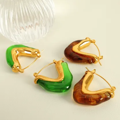 INS2141-Chunky U Shape Hoop Earrings Vintage Resin Geometric Earring Trendy Jewelry
