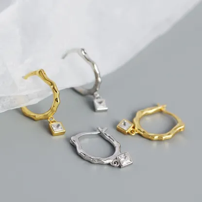 INS2418-M&T 2015 cubic zirconia gold plated hoop earrings, huggies in gift box one pair CY