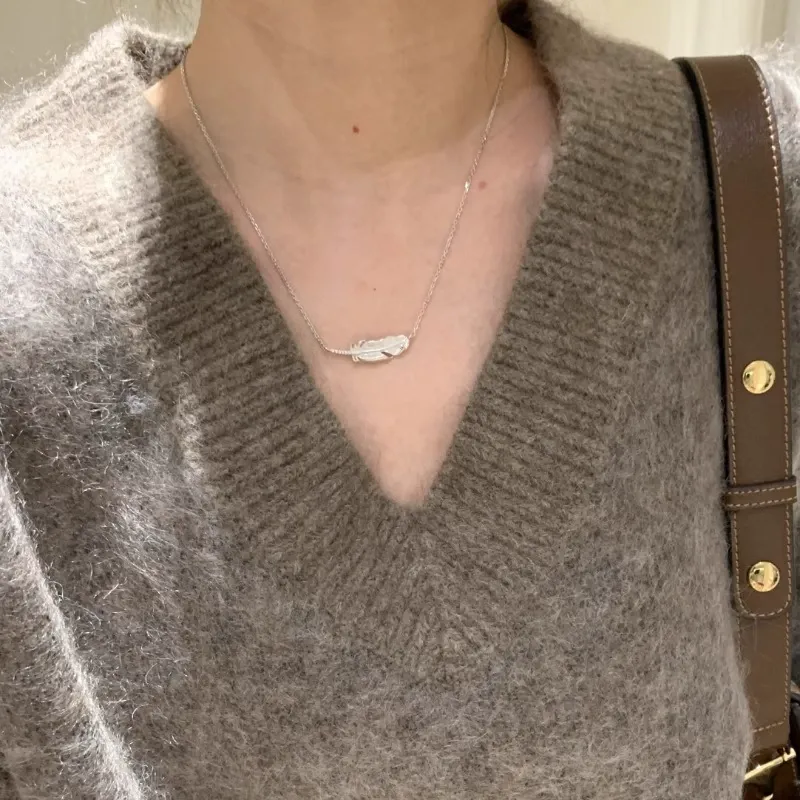 INS3239-Boma Jewelry Sterling Silver Feather Necklace, 16 inches