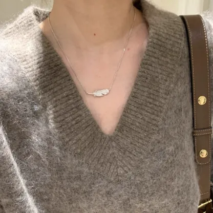 INS3239-Boma Jewelry Sterling Silver Feather Necklace, 16 inches