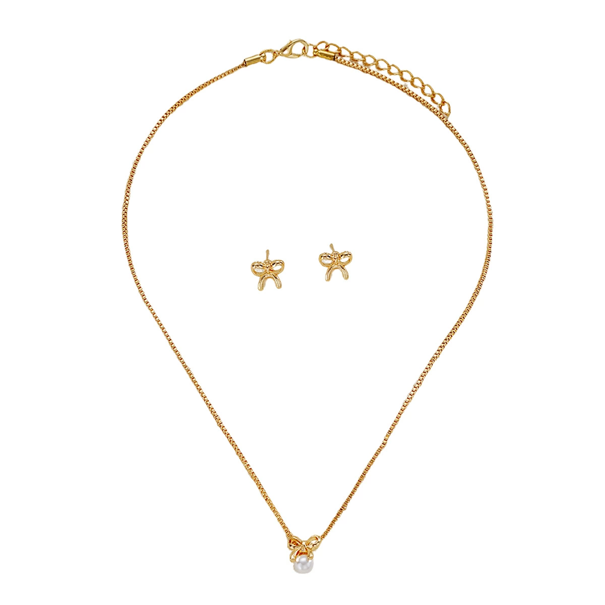 INS3105-6mm Shell Pearl Dainty Bowknot Pendant Necklace for Women 925 Sterling Silver Delicate Round CZ Bow Charms Link Chain Necklaces Adjustable Comfortable Elegant Wedding Christmas Holiday Jewelry 18 inch