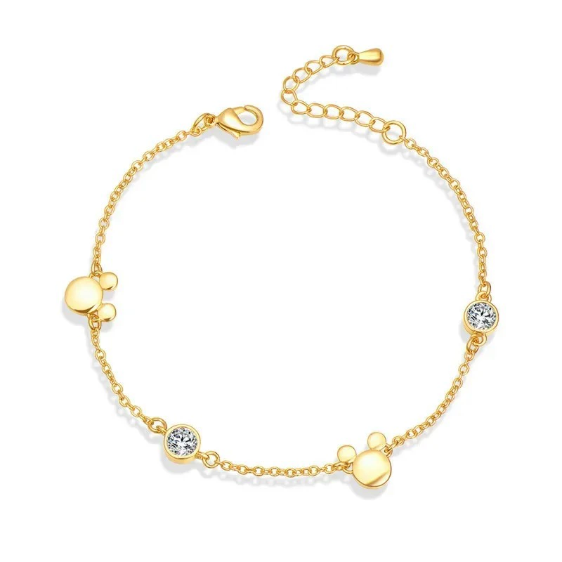 INS4037-Mouse Bracelet Cubic Zirconia Adjustable Chain Hand Wrist Bracelets Cute Jewelry Gifts for Women