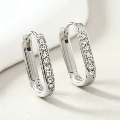 INS2056-14K Rose Gold D-Color VVS1 Diamond Geometric Hinged Hoop Earrings for Women, Ideal for Valentine's Day or Women's Day Gift