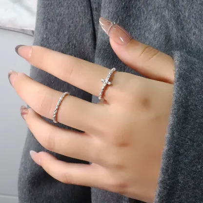 INS1224-ONEFINITY Adjustable Open Ring Cross/Snake Ring for Women