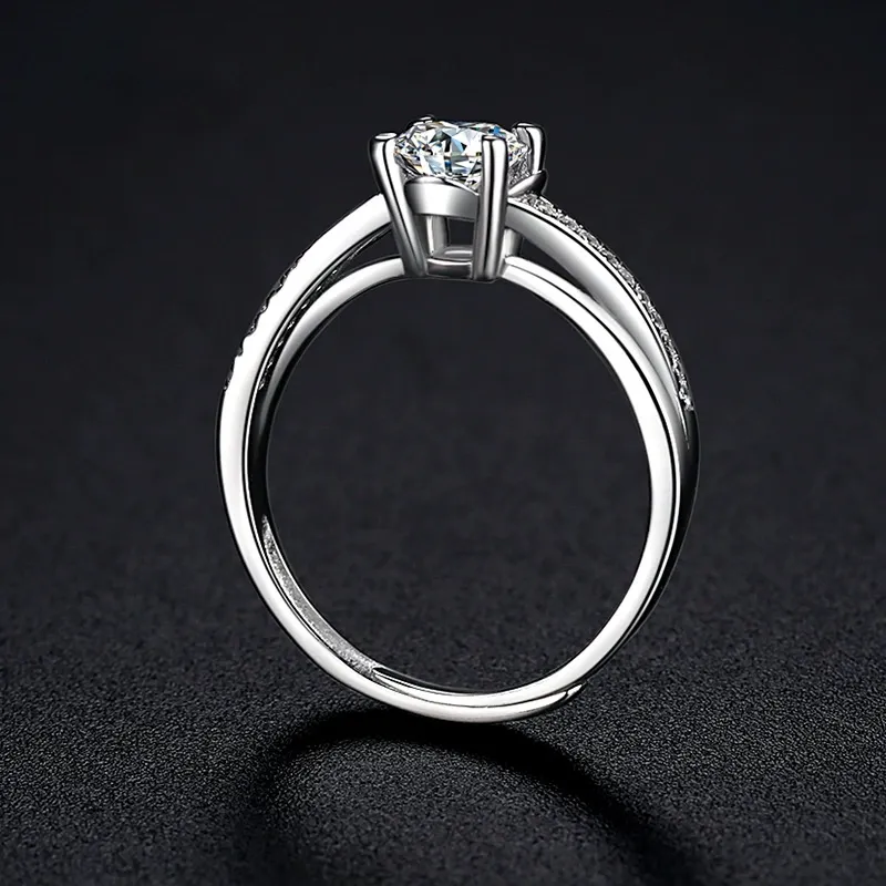 INS1003-AGVANA Symphony of Vows 0.4-1.14 Ct. Tw. Lab Grown Diamond Petite Twisted Vine Ring in Sterling Silver (0.3-1 Carat Main Stone) Engagement Promise Anniversary Wedding Ring for Women (D-E, VS Clarity)