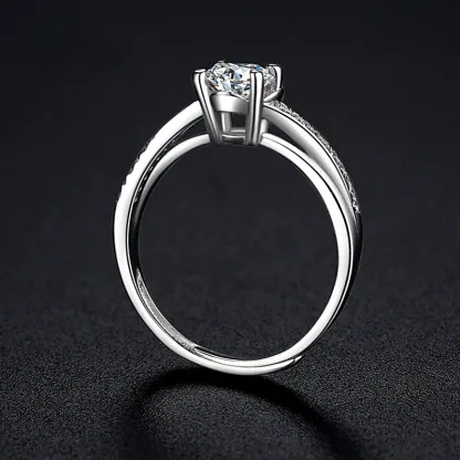 INS1003-AGVANA Symphony of Vows 0.4-1.14 Ct. Tw. Lab Grown Diamond Petite Twisted Vine Ring in Sterling Silver (0.3-1 Carat Main Stone) Engagement Promise Anniversary Wedding Ring for Women (D-E, VS Clarity)