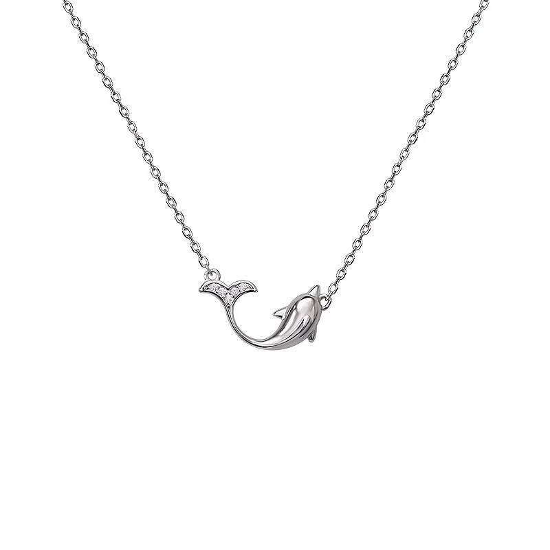 INS3001-Helen de Lete Dolphin 925 Sterling Silver Pendant Necklace For Women