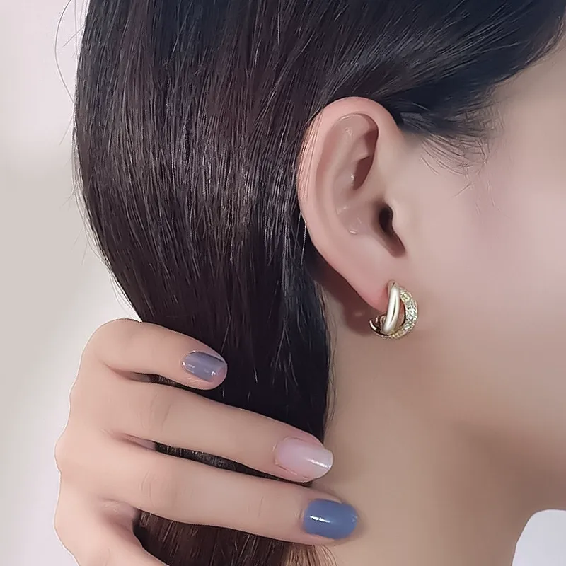 INS2069-CoBi 18K Gold Plated Hoop Earrings for Women, Small Teardrop Earrings, Silver Twisted Hoop Earrings, CZ Hoop Earrings, Womens Everyday Jewelry Hypoallergenic, Chunky Thick Hoops, Ideal Gifts Choice