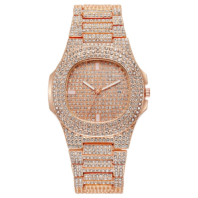 W-1001-KALLORY 1Pack Rhinestone Watch Elegantly Designed Golden Durable Unisex Watches