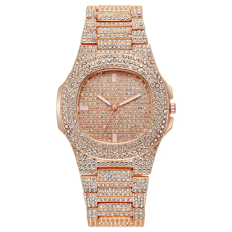 W-1001-KALLORY 1Pack Rhinestone Watch Elegantly Designed Golden Durable Unisex Watches
