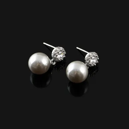 INS2247-Pearl Clip On Earrings for Women Silver Rhinestones Clip On Earrings Non Pierced Earrings for Women Wedding Gifts for Brides Bridesmaid Prom Jewelry Birthday Gift for Her