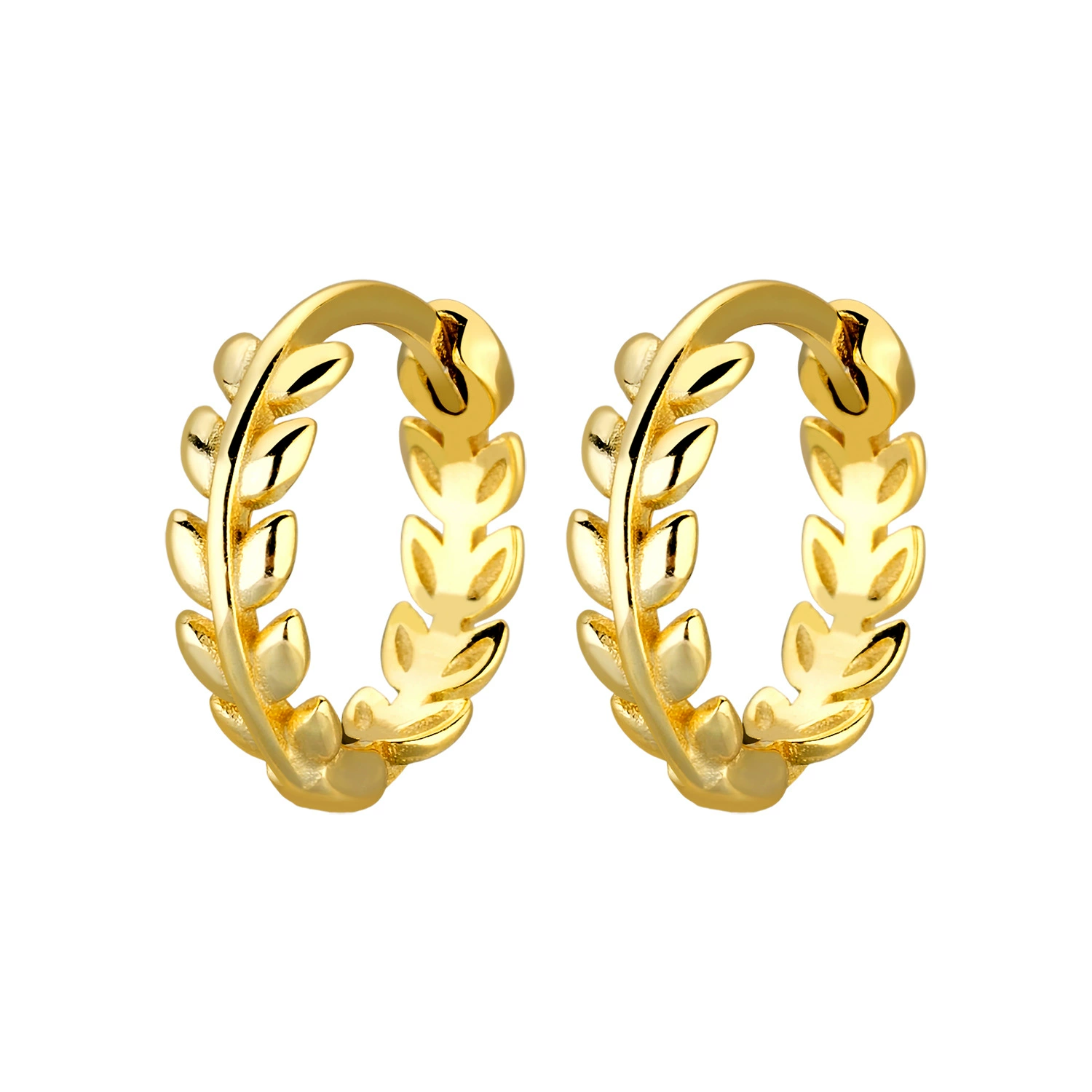 INS2282-925 Sterling Silver Leaf Hoop Earrings Huggie for Women Teen Small Leaf Huggie Earrings Hoop Hypoallergenic-1.1CM