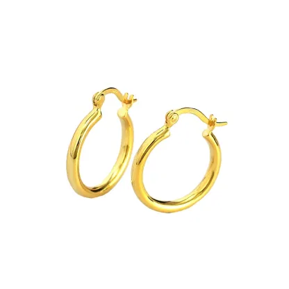 INS2320-10K Yellow Gold Classic Shiny Polished Hoop Earrings, Plain Round Gold Hoops, Gold Earrings for Women and Men, 10K Real Gold