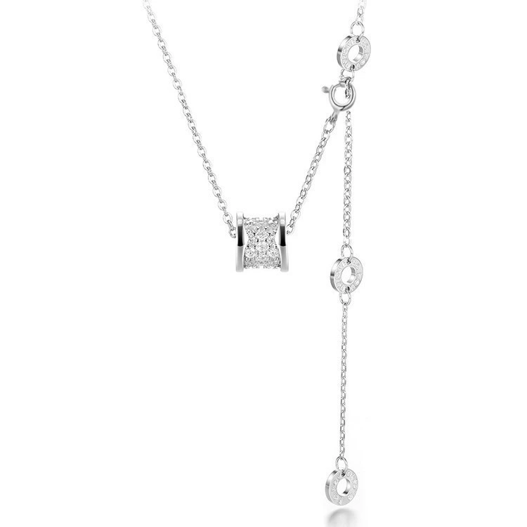 INS3166-Exquisite s925 Sterling Silver Classic Circular Pendant Necklace Fashionable Rose Gold Cubic Zirconia Pendant Necklace Elegant Necklace For Women