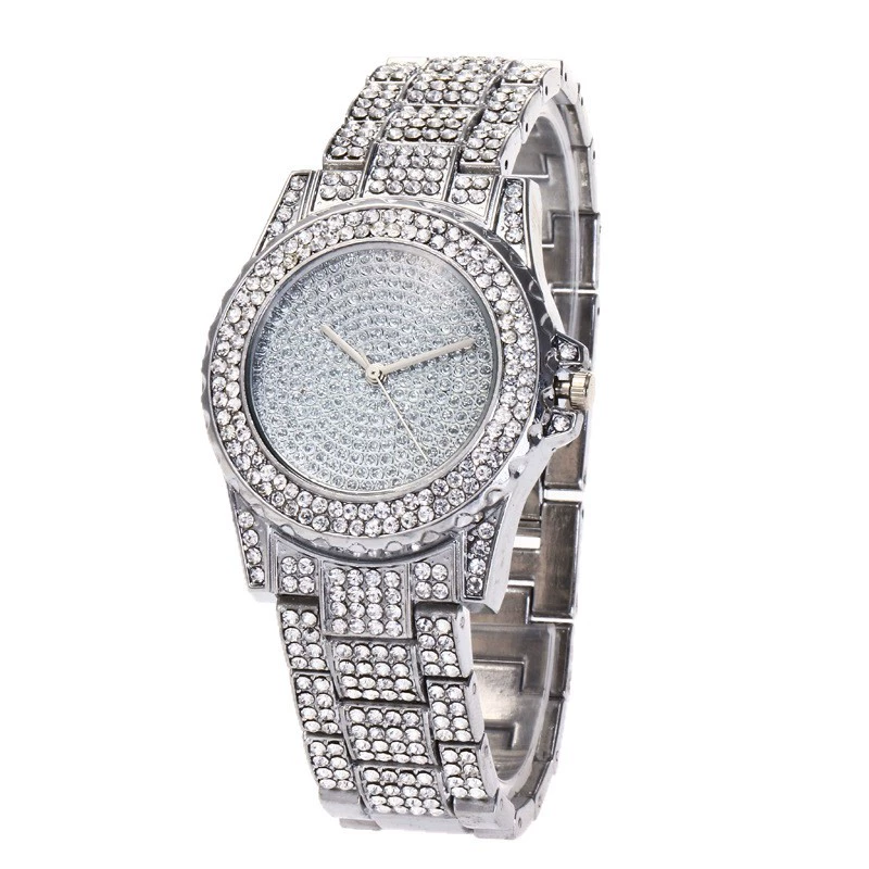 W-2017-Charles Raymond Bling-ed Out Ultimate Hip Hop Royalty Mens Watch w/Easy Reader Roman Numeral or Iced Out Diamond Time Indicators - Bright Colored Dials - L0504-Women