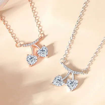 INS3221-Moissanite Pendant Necklace for Women, D Color VVS Clarity Lab Diamond Choker Necklace Sterling Silver Charm Necklaces with 18K White Gold Plated