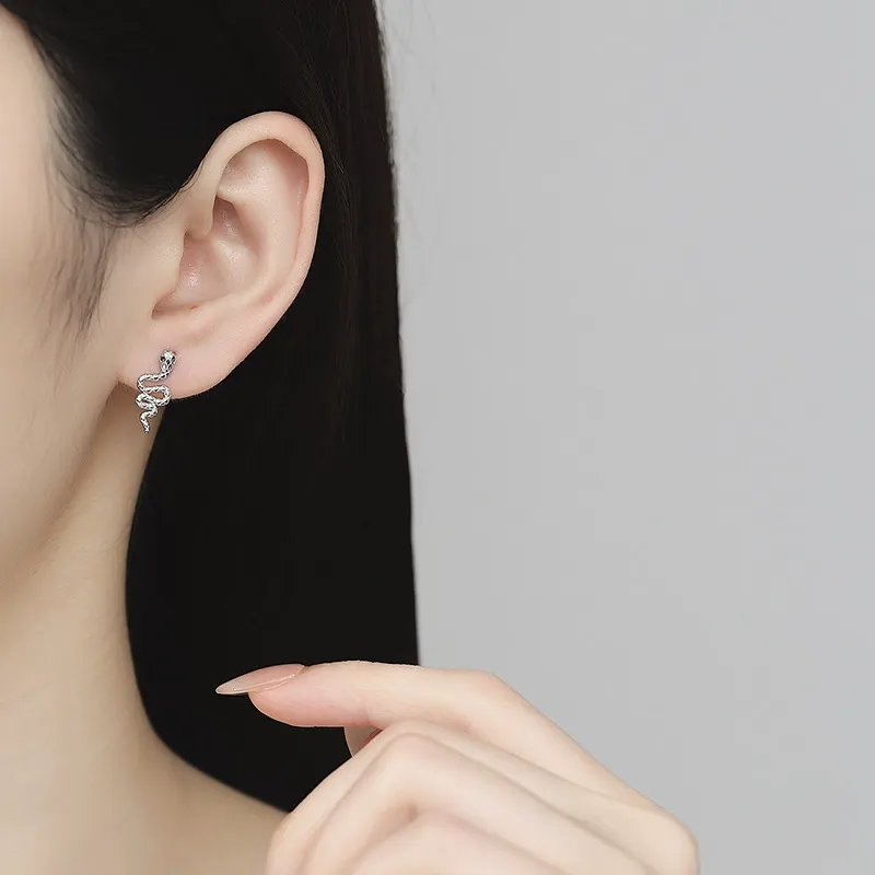 INS2406-925 Sterling Silver Black Cat Dog Hippo Snake Frog French Bulldog Bunny Cow Monkey Penguin Panda Pig Koala Fox Axolotl Stud Earrings for Women Hypoallergenic Gifts Birthday