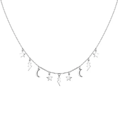 INS3261-925 Sterling Silver Clavicle Chain Star Moon Romantic Valentine's Day Gift Necklace For Women Fashion Wedding Party Her Jewelry